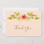 ミニマルなボホ秋結婚フラワー サンキューカード (正面)