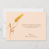 ミニマルなボホ秋結婚フラワー サンキューカード (裏面)