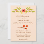 ミニマルなボホ秋結婚フラワー 招待状 (正面)