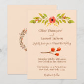 ミニマルなボホ秋結婚フラワー 招待状 (正面/裏面)