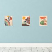 ミニマルなボホ美的モダンウォールアートセット (ウッドフロア)