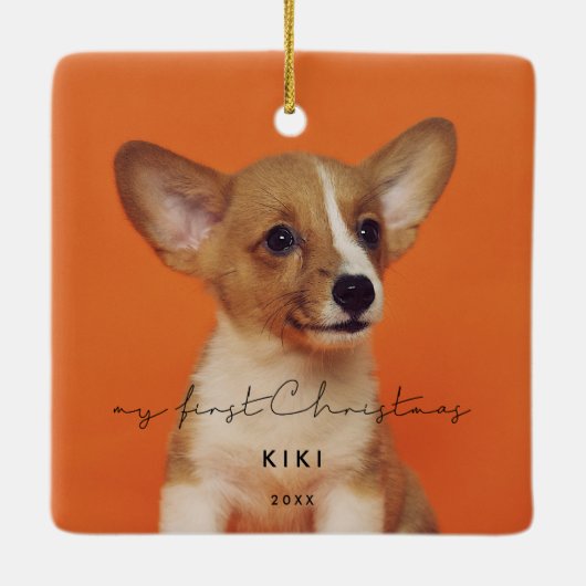 ミニマルなマイ初めてのクリスマスズペットの写真 セラミックオーナメント (裏面)