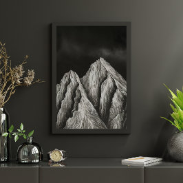 ミニマルなマウンテンラインアート ポスター