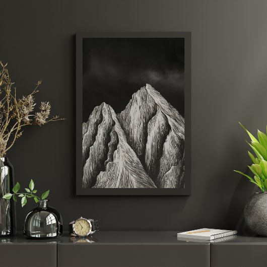 ミニマルなマウンテンラインアート ポスター