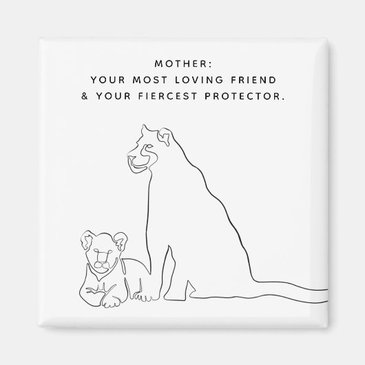 ミニマルなママとベビーライオンラインアートマザーズの日 マグネット (正面)