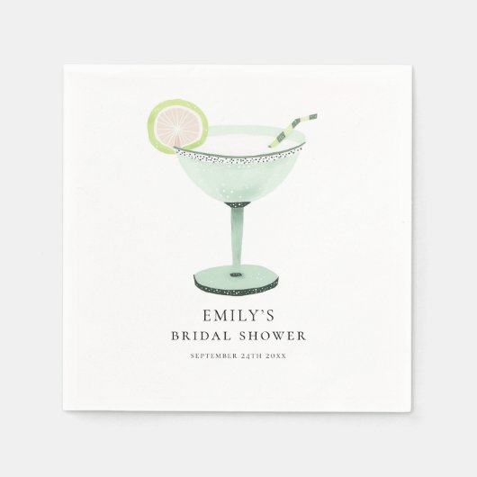 ミニマルなマルグリータ コクテルの名前と結婚前のお祝い スタンダードカクテルナプキン (正面)