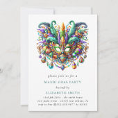 ミニマルなマーディ グラスマスクパーティーの招待状 招待状 (正面)