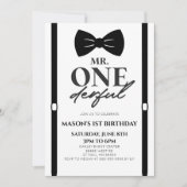 ミニマルなミスター・ワンダーフル・ボウタイ1st誕生日パーティー 招待状 (正面)