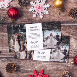 ミニマルなミストレメリートー結婚したクリスマス サンキューカード