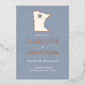 ミニマルなミネソタ州デスティネーションウェディング 箔招待状 (正面)