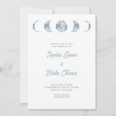 ミニマルなムーンフェイズシナ結婚ルブルー 招待状 (正面)