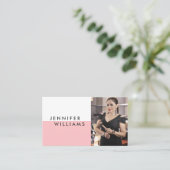 ミニマルなメイクアップアーティストエレガントカスタムフォトピンク 名刺 (スタンド正面)