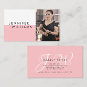 ミニマルなメイクアップアーティストエレガントカスタムフォトピンク 名刺 (正面/裏面)