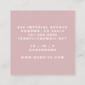 ミニマルなメイクアップアーティストスクリプトダスティピンク スクエア名刺 (裏面)