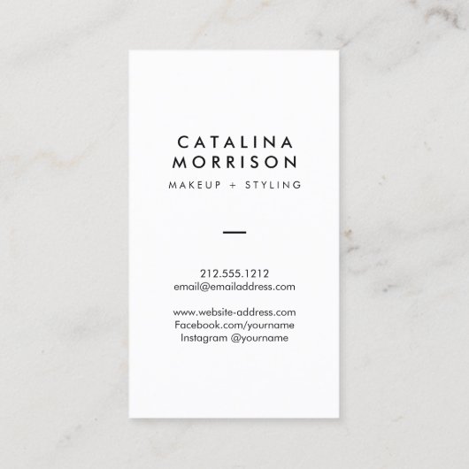ミニマルなメイクアップアーティストピンクリップ写真 名刺 (裏面)