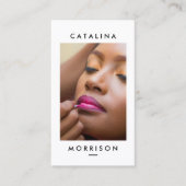ミニマルなメイクアップアーティストピンクリップ写真 名刺 (正面)