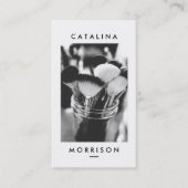 ミニマルなメイクアップアーティストブラシ写真 名刺 (正面)