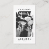 ミニマルなメイクアップアーティストブラシ写真 名刺 (正面)