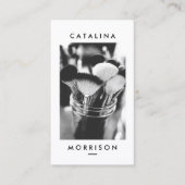 ミニマルなメイクアップアーティストブラシ写真 名刺 (正面)