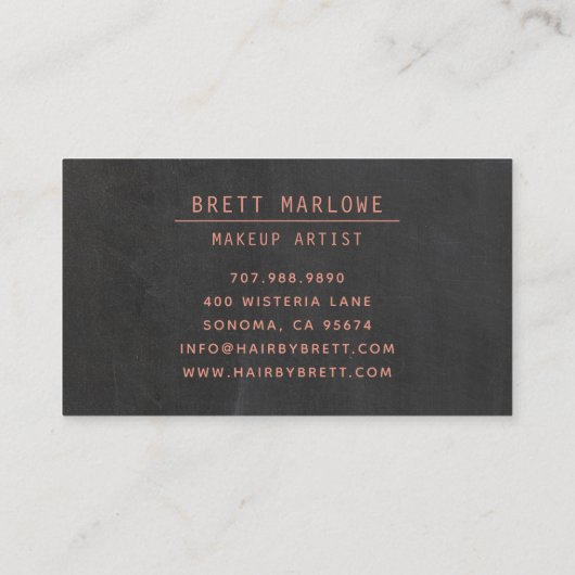 ミニマルなメイクアップアーティストモノグラム銅ブラック 名刺 (裏面)