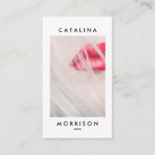 ミニマルなメイクアップアーティスト赤い唇の写真 名刺 (正面)
