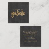 ミニマルなメイクアップアーティスト金ゴールドスクリプトブラック スクエア名刺 (正面/裏面)