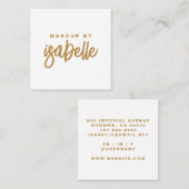 ミニマルなメイクアップアーティスト金ゴールドスクリプト スクエア名刺 (正面/裏面)