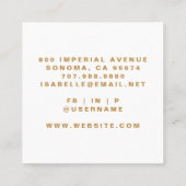 ミニマルなメイクアップアーティスト金ゴールドスクリプト スクエア名刺 (裏面)