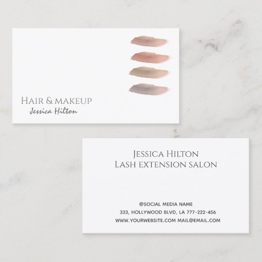 ミニマルなメイクアップパレットブラシストローク 名刺 (正面/裏面)