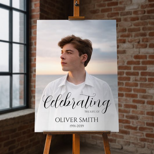 ミニマルなメモリー フォト カスタム セレブレーション オブ ライフ ポスター