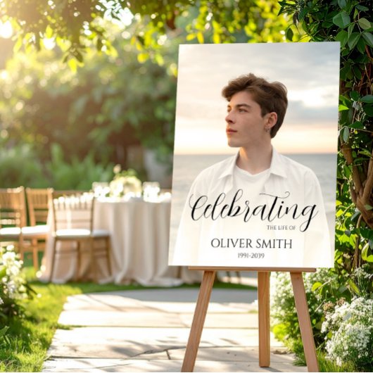 ミニマルなメモリー フォト カスタム セレブレーション オブ ライフ ポスター