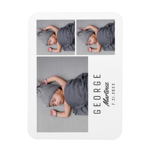 ミニマルなメモリ記念ギフトユニークベビー写真 マグネット (縦)