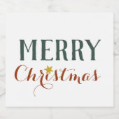 ミニマルなメリークリスマスのスターの休日 スパークリングワインラベル (シングルラベル)