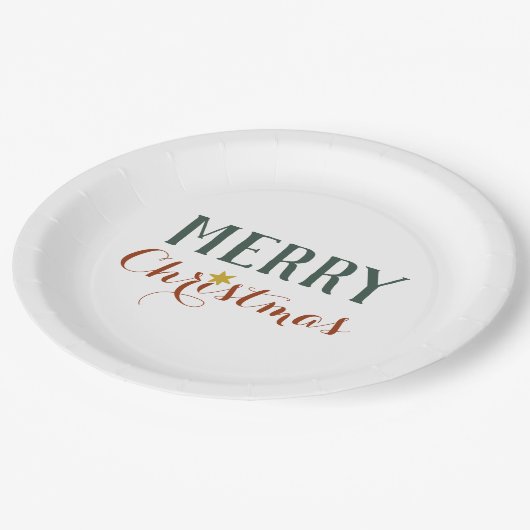 ミニマルなメリークリスマスのスターの休日 ペーパープレート (アングル)