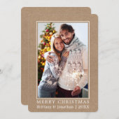 ミニマルなメリークリスマスカップル写真クラフト シーズンカード (正面/裏面)