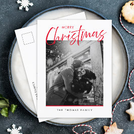 ミニマルなメリークリスマスシンプルの赤い写真 シーズンポストカード