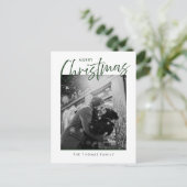 ミニマルなメリークリスマスシンプルグリーンフォト シーズンポストカード (スタンド正面)