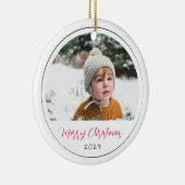 ミニマルなメリークリスマススクリプトの写真 セラミックオーナメント (右)