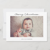 ミニマルなメリークリスマススクリプトフォトカード シーズンカード (正面)