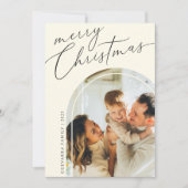 ミニマルなメリークリスマススクリプト5枚の写真ベージュ シーズンカード (正面)