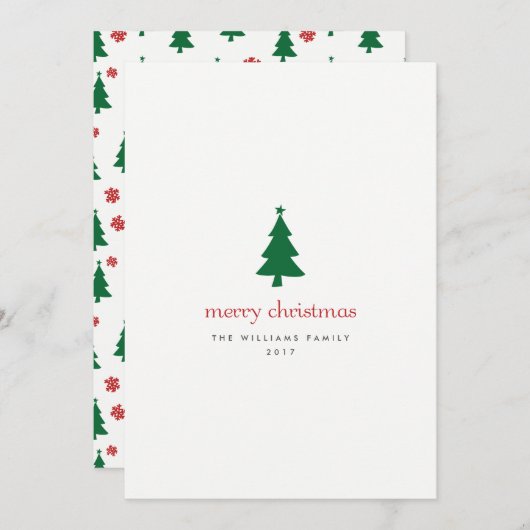 ミニマルなメリークリスマスツリーズカード シーズンカード (正面/裏面)