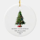ミニマルなメリークリスマスツリー セラミックオーナメント (裏面)