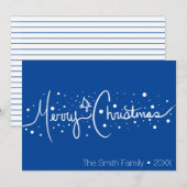 ミニマルなメリークリスマスハンドドロウ雪 シーズンカード (正面/裏面)