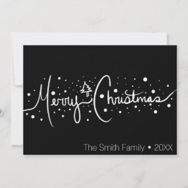 ミニマルなメリークリスマスハンドドロウ雪 シーズンカード