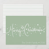 ミニマルなメリークリスマスハンドドロウ雪 シーズンカード (正面/裏面)