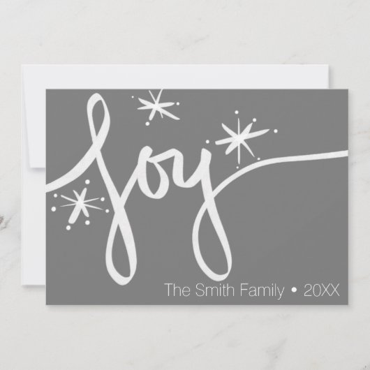 ミニマルなメリークリスマスハンド描かれた喜びスクリプト シーズンカード (正面)