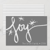 ミニマルなメリークリスマスハンド描かれた喜びスクリプト シーズンカード (正面/裏面)