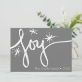 ミニマルなメリークリスマスハンド描かれた喜びスクリプト シーズンカード (スタンド正面)