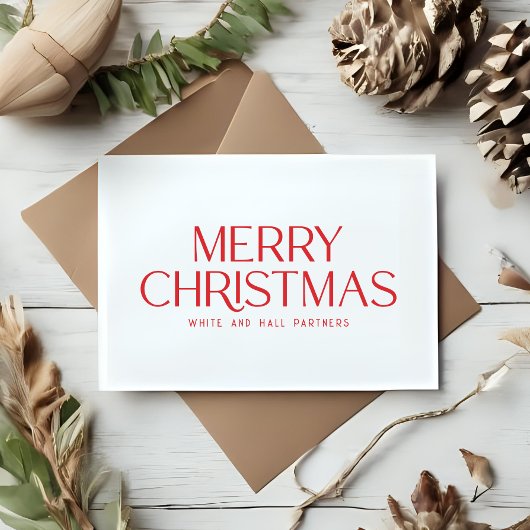 ミニマルなメリークリスマスビジネス | ユニバーシティレッドホワイト シーズンカード