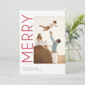 ミニマルなメリークリスマスファミリーフォトカード シーズンカード (スタンド正面)